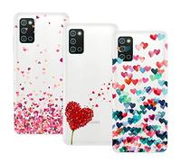 Young & Ming Coque pour Samsung Galaxy A03s, 3 Pack Transparente Silicone TPU Souple Absorption de Choc et Anti-Scratch Housse Coque avec Dessin Coeur