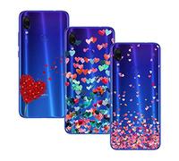 Young & Ming Coque pour Xiaomi Redmi Note 7/Redmi Note 7 Pro,[3 Pack] Transparent Housse TPU Silicone Gel Bumper, Motif-01