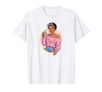 Young Queen Black Girl Drinking Coffee T-Shirt
