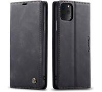 Young Rich Housse Coque iPhone 11 Pro Max Rabat PU Étui en cuir Vintage mat Fermeture magnétique peau douce Noir 013