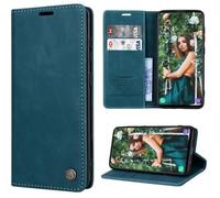 {Young Rich} Samsung Galaxy A51 Coque Housse Rétro Étui en cuir Protection à 360 degrés Fermeture magnétique Anti-chute Bleu