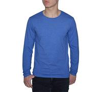 Young & Rich T-shirt à manches longues pour homme Col rond Uni Coupe slim Col rond Taille S à 3XL - Bleu - X-Large