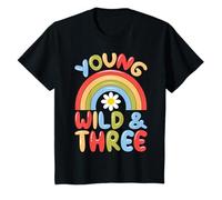 Young Wild And Three Kids 3 ans 3e anniversaire arc-en-ciel T-Shirt