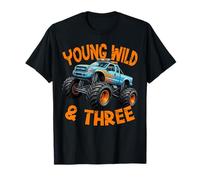 Young Wild and Three Monster Truck 3rd Birthday 3 Year Old T-Shirt