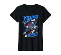 Young Wild and Three Year Old Boy Motocross 3ème Anniversaire T-Shirt Graphique avec Valeur
