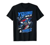 Young Wild and Three Year Old Boy Motocross 3ème Anniversaire T-Shirt Graphique avec Valeur