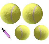 Young Wolf Lot de 4 grandes balles de tennis avec pompe pour chiens, 24,1 cm et 17,8 cm, balles de tennis géantes gonflables pour animaux de compagnie, balles amusantes pour sports de plein air