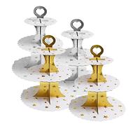 Young Wolf Lot de 4 supports ronds en carton à 3 étages pour 24 cupcakes - Pour mariage, anniversaire, fête prénatale et festival (étoile lune)