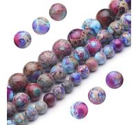 Youngbling Perles en pierre précieuse naturelle pour la fabrication de bijoux, perles rondes et lisses en jaspe impérial violet-rouge de 8 mm pour bracelet et collier, 38,1 cm