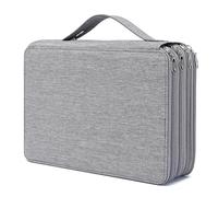 YOUNGCOL Trousse à crayons de couleur à 200 emplacements - Organiseur à crayons en tissu Oxford de luxe avec fermeture éclair - Grande boîte à crayons pour crayons de couleur aquarelle (gris, 200