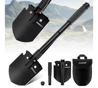 YOUNGDO Pelle Multifonction, Pelle Pliante 10 Fonctions, Pelle Pliante Multifonctionnelle pour Couper Branches, Camping, Survie, Randonnée et Jardinage (17.5cm*13.8cm)