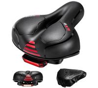 YOUNGDO Selle de Vélo Ultra Confortable, avec Feu Arrière, Boule d'Amortisseur Double Ressort, Imperméable, Doux, Respirant, pour Vélo de Ville/VTT