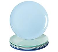 Youngever 9 Grande Assiettes en Plastique de 20CM, Assiettes DIner (Couleur Coastal)