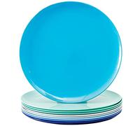 Youngever 9 Grande Assiettes en Plastique de 25CM, Assiettes DIner (Couleur Coastal)