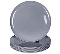 Youngever 9 Grande Assiettes en Plastique de 25CM, Assiettes DIner (Dark Grey)