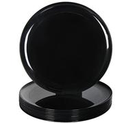 Youngever 9 Grande Assiettes en Plastique de 25CM, Assiettes DIner (Noir)