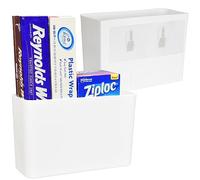 Youngever Bac de rangement adhésif en plastique pour armoire, garde-manger, organiseur pour sac à fermeture éclair, papier et papier d'aluminium, brosses de nettoyage, gadgets de cuisine