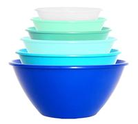 Youngever Lot d 6 Grands Bols en Plastique de 3L, Bols Mélangeurs, Bols Saladiers, 3.5L 2.4L 1.5L 1L 650ML 350ML (Coastal)
