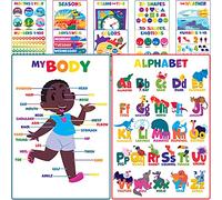 Youngever Lot de 12 Affiche Pédagogique, Poster Educatif Anglais, Décoration Salle de Classe Anglais (28 x 40 CM)