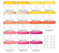 Youngever Lot de 18 boîtes de rangement réutilisables pour aliments pour bébé avec couvercles, 9 couleurs rose vif, avec étiquettes de couvercles 120 ml
