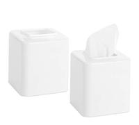 Youngever Lot de 2 Boîte à Mouchoirs, Distributeur lingettes Salle de Bains (Blanc)