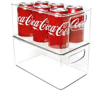 Youngever Lot de 2 Boite Rangement Cuisine Frigo 25CM x 15CM x 12.5CM, Organisateur Frigo, Bac Rangement Cuisine Plastique