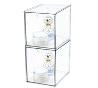 Youngever Lot de 2 grands tiroirs de rangement empilables Organisateur de maquillage empilable Rangement de maquillage empilable Organisateurs de cosm