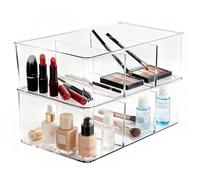 Youngever Lot de 2 organiseurs de rangement en plastique pour salle de bain, 27,9 x 15,2 x 8,9 cm, 3 sections divisées