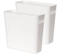 Youngever Lot de 2 petites poubelles fines en plastique réutilisables de 5,5 L avec poignées pour bureau à domicile, salon, salle d'étude, cuisine, salle de bain (blanc)