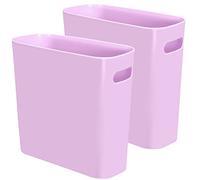 Youngever Lot de 2 poubelles fines de 5,8 l, en plastique avec poignées pour la maison, le bureau, le salon, la salle d'étude, la cuisine, la salle de bain (violet)