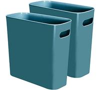 Youngever Lot de 2 poubelles fines de 5,8 l, en plastique, avec poignées pour la maison, le bureau, le salon, la salle d'étude, la cuisine, la salle de bain (bleu sarcelle)