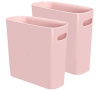Youngever Lot de 2 poubelles fines en plastique avec poignées pour la maison, le bureau, le salon, la salle d'étude, la cuisine, la salle de bain (rose)