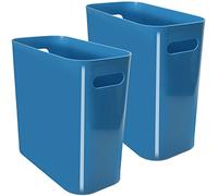 Youngever Lot de 2 poubelles fines en plastique de 10,7 litres avec poignées pour la maison, le bureau, le salon, la salle d'étude, la cuisine, la salle de bain (bleu sarcelle)