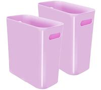 Youngever Lot de 2 poubelles fines en plastique de 10,7 litres avec poignées pour la maison, le bureau, le salon, la salle d'étude, la cuisine, la salle de bain (violet)