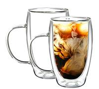 Youngever Lot de 2 Verres à Expresso à Double Paroi, 450ML Tasse à Cafe, Verres Thermiques à Effet Flottant, Verre Espresso