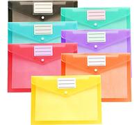 Youngever Lot de 21 enveloppes en plastique pour documents, 7 couleurs assorties