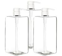 Youngever Lot de 3 Bouteille Pompe Shampoing 1L, Bouteille Pompe Vide Plastique 1000ML, Distributeur Flacon Pompe