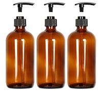 Youngever Lot de 3 Distributeurs de Savon en Verre de 500ML avec Pompe, Flacon Pompe en Verre (Amber)