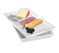 Youngever Lot de 3 Plateau de Service, Serving Tray, Serving Platter en Plastic, 40CM x 25CM (Gris)