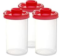 Youngever Lot de 3 salières et poivrières en plastique transparent avec couvercle, pot à épices en plastique, distributeur d'épices (grand)