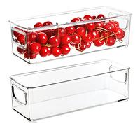 Youngever Lot de 4 Boite Rangement Cuisine Frigo 25CM x 10CM x 7.5CM, Organisateur Frigo, Bac Rangement Cuisine Plastique
