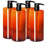 Youngever Lot de 4 Bouteille Pompe Shampoing 1L, Bouteille Pompe Vide Plastique 1000ML, Distributeur Flacon Pompe (Amber)