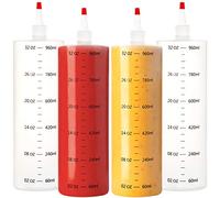 Youngever Lot de 4 Condiments Bouteille à Sauce, 1000ml Squeeze Bouteille à Condiments Anti-Fuite