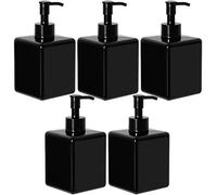 Youngever Lot de 5 Bouteille Pompe Shampoing 350ML, Bouteille Pompe Vide Plastique, Distributeur Flacon Pompe (Noir).