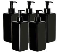 Youngever Lot de 5 Bouteille Pompe Shampoing 500ML, Bouteille Pompe Vide Plastique, Distributeur Flacon Pompe (Noir)