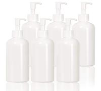 Youngever Lot de 5 Bouteilles de Pompe de Lotion en Plastique Rechargeables Vides 350ML, Distributeur Flacon Pompe(Blanc)