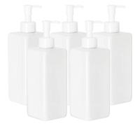 Youngever Lot de 5 Bouteilles de Pompe de Lotion en Plastique Rechargeables Vides 500ML, Distributeur Flacon Pompe(Blanc)