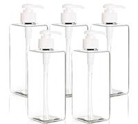 Youngever Lot de 5 Bouteilles de Pompe de Lotion en Plastique Rechargeables Vides 500ML, Distributeur Flacon Pompe(Transparent)