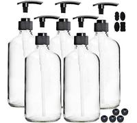 Youngever Lot de 5 Bouteilles de Pompe de Lotion en Verre Rechargeables Vides 250ML, Distributeur Flacon Pompe