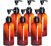 Youngever Lot de 6 Bouteilles de Pompe de Lotion en Plastique Rechargeables Vides 250ML, Distributeur Flacon Pompe(Amber)